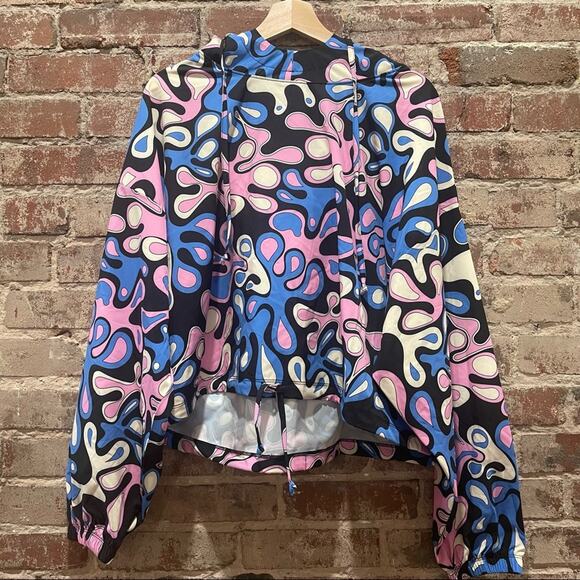 Year of Ours Splash Tennis Hooded Blue Pink Pullover Size Large - Picture 2 of 8